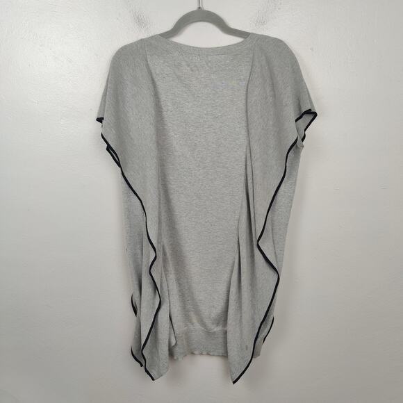 Tsumori Chisato Sweater Womens Medium Gray Ruffled Short Sleeve Cotton Silk FLAW - Picture 6 of 11